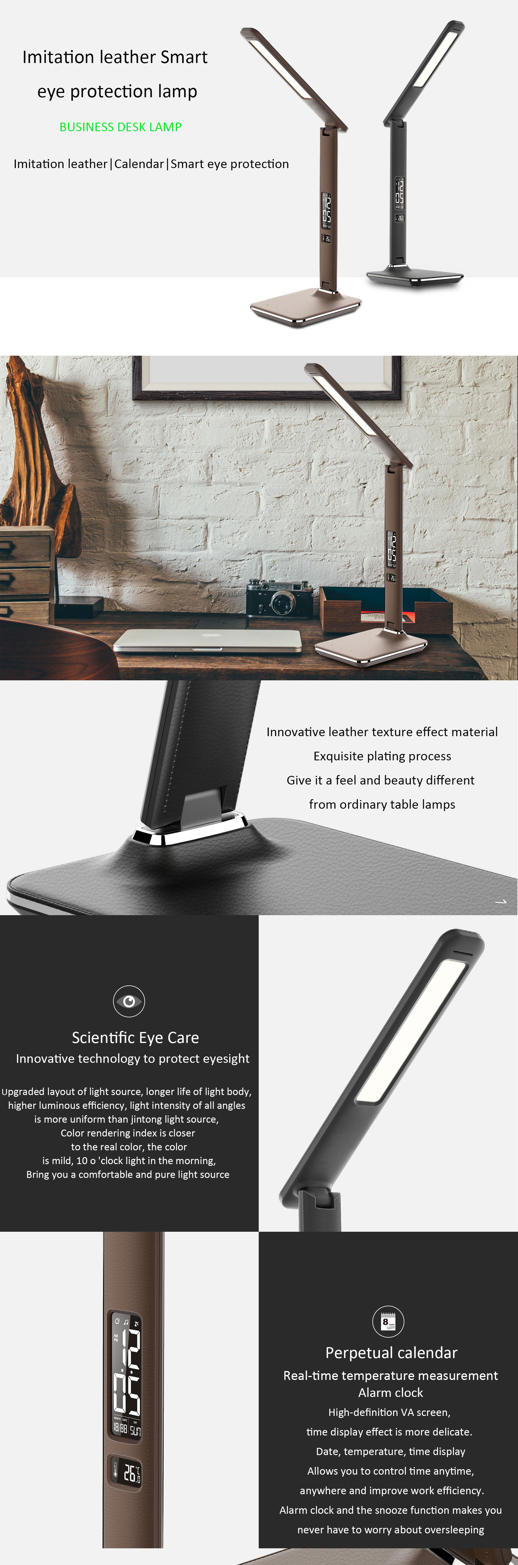 Imitation Leather Foldable Led Desk, Smart Light Led Desk Table Lamp 37cm White