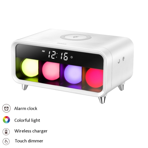 Digital Clock LED Nightstand Table Night Light with Wireless Charger RGB Lights A11Q