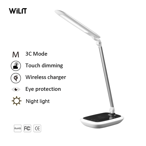 LED Table Lamps Desk Office Lamp Adjustable Touch Dimmer Night Light with Wireless Charger U17