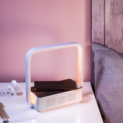 Bedside Night Light LED Table Lamp with Smart Speaker and Wireless Charger Bedroom A15B